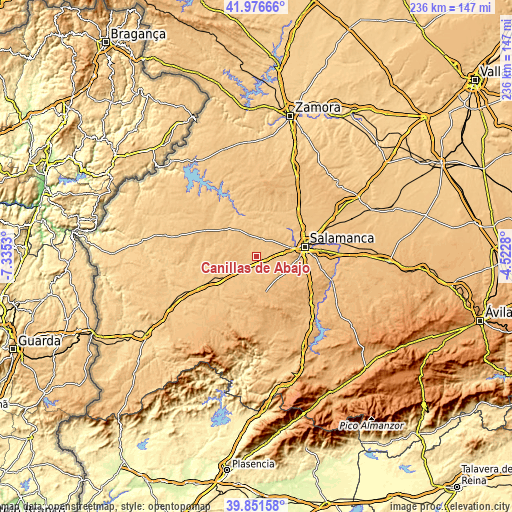 Topographic map of Canillas de Abajo