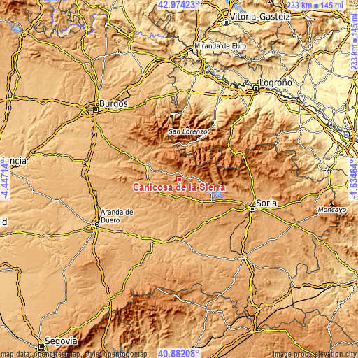 Topographic map of Canicosa de la Sierra