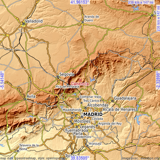 Topographic map of Canencia