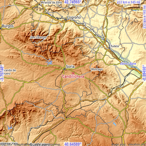 Topographic map of Candilichera