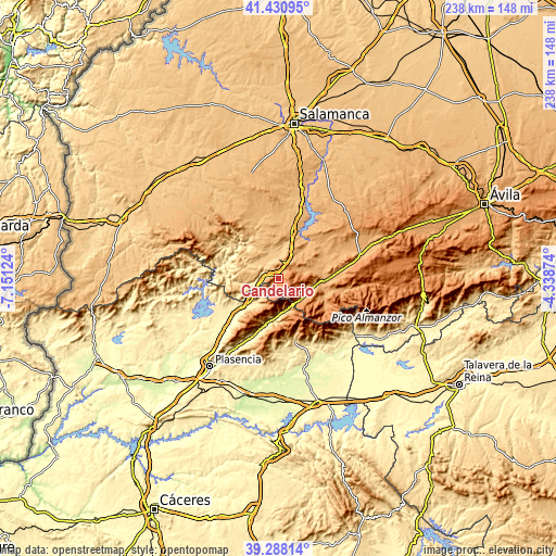 Topographic map of Candelario