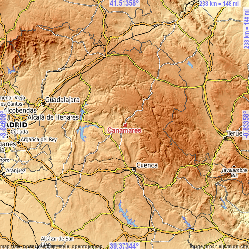 Topographic map of Cañamares