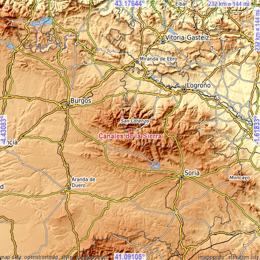 Topographic map of Canales de la Sierra