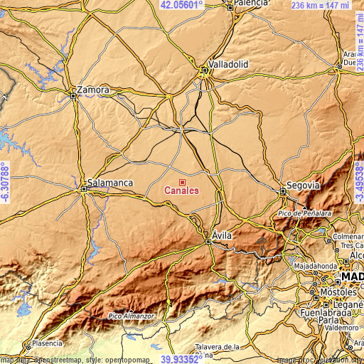 Topographic map of Canales