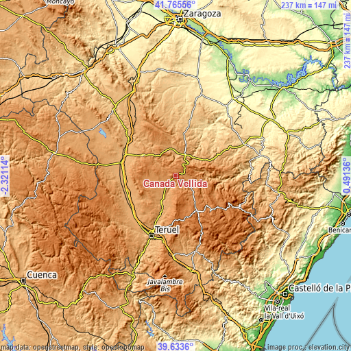 Topographic map of Cañada Vellida