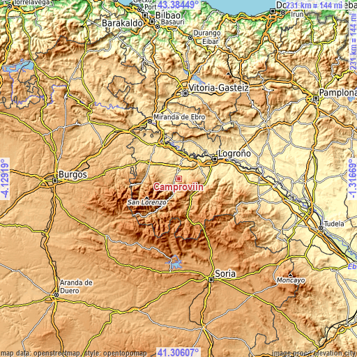 Topographic map of Camproviín