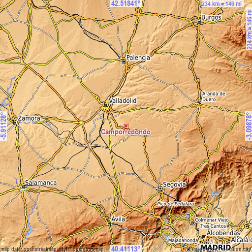 Topographic map of Camporredondo