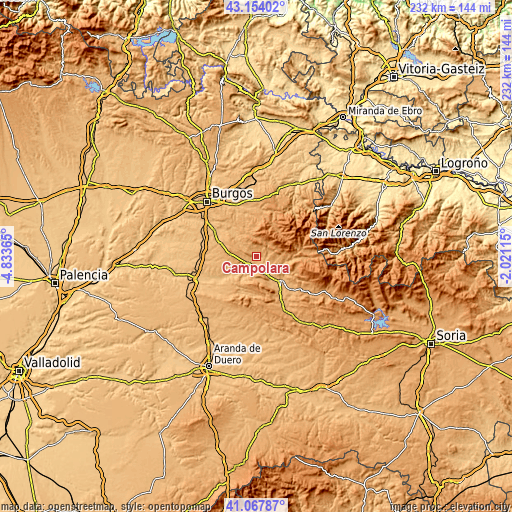 Topographic map of Campolara