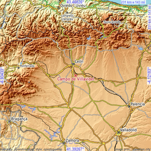 Topographic map of Campo de Villavidel