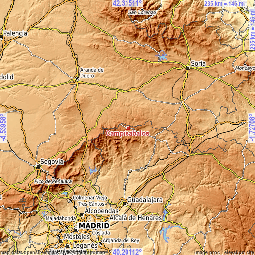 Topographic map of Campisábalos