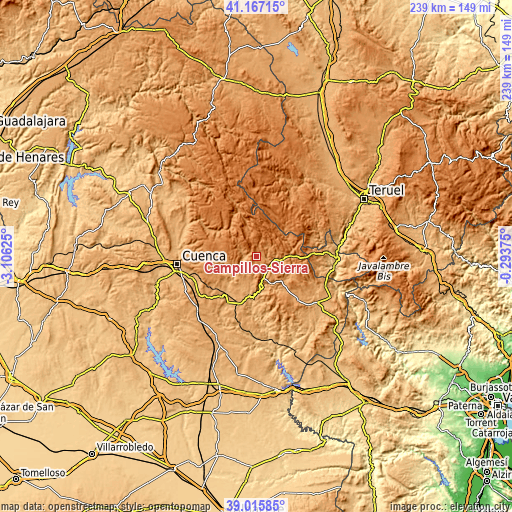 Topographic map of Campillos-Sierra