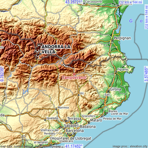 Topographic map of Campdevànol