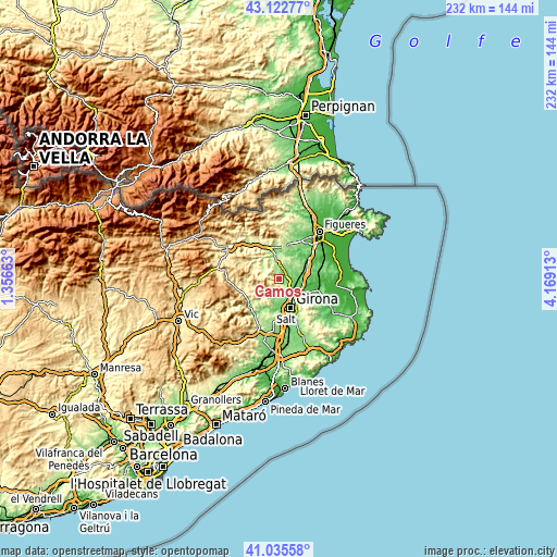 Topographic map of Camós