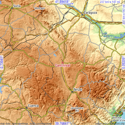 Topographic map of Caminreal