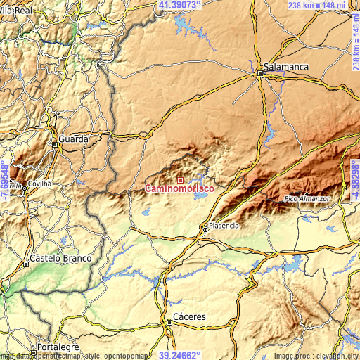 Topographic map of Caminomorisco