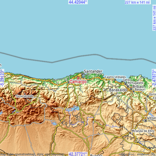 Topographic map of Camargo