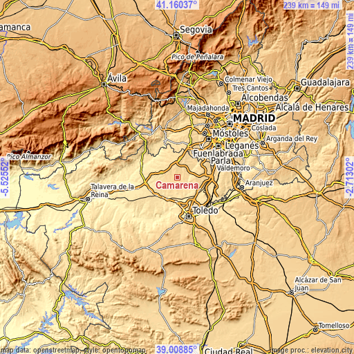 Topographic map of Camarena