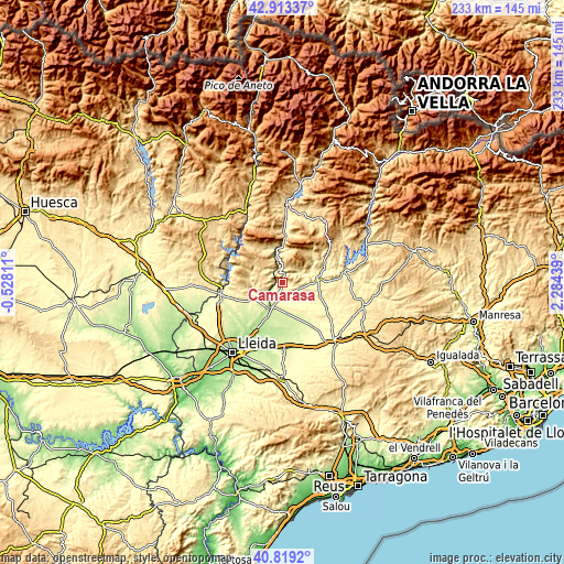 Topographic map of Camarasa