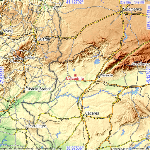 Topographic map of Calzadilla