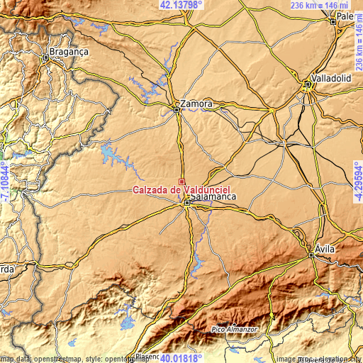 Topographic map of Calzada de Valdunciel