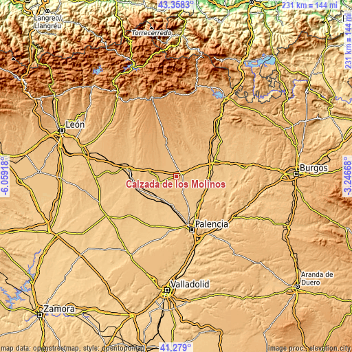 Topographic map of Calzada de los Molinos