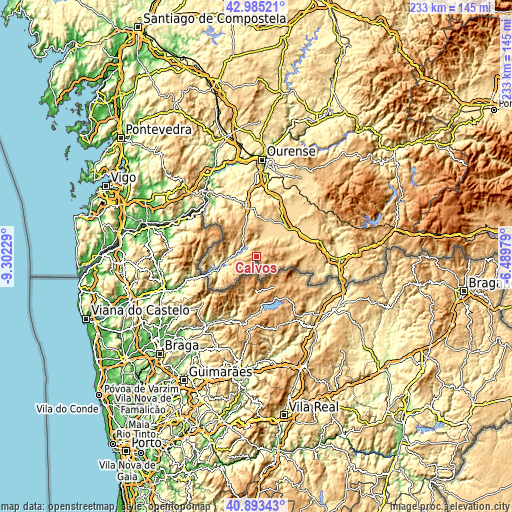 Topographic map of Calvos