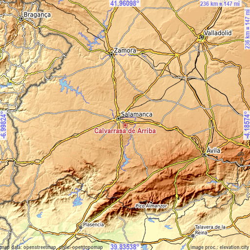 Topographic map of Calvarrasa de Arriba