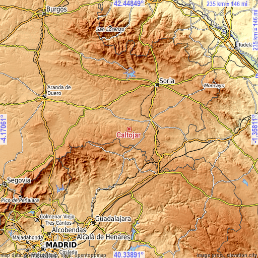 Topographic map of Caltojar