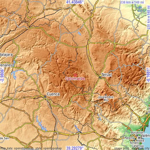 Topographic map of Calomarde