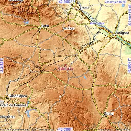 Topographic map of Calmarza