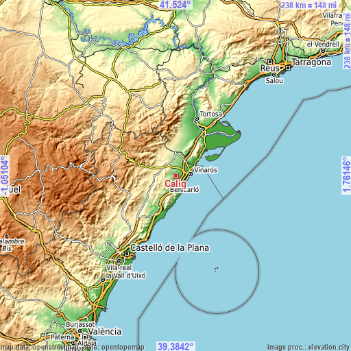 Topographic map of Càlig