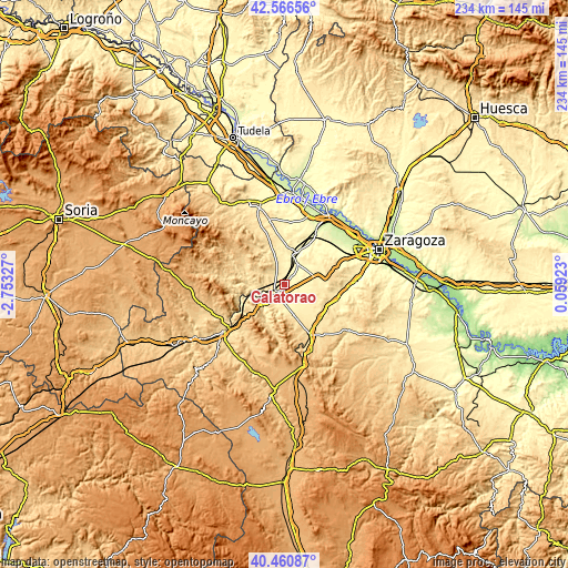 Topographic map of Calatorao