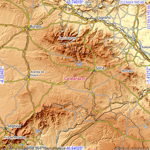 Topographic map of Calatañazor