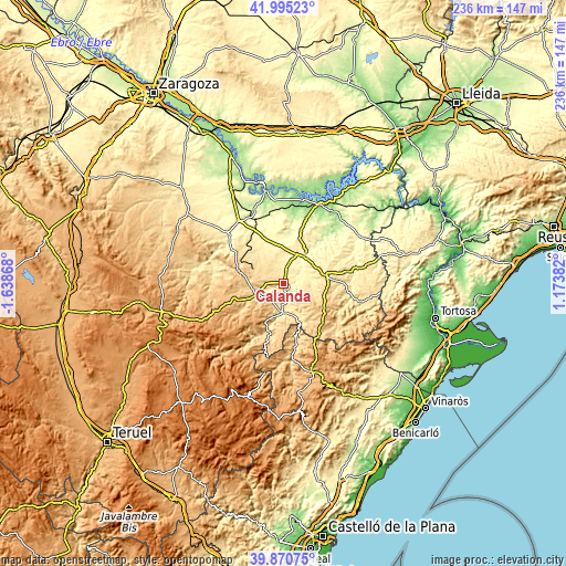 Topographic map of Calanda