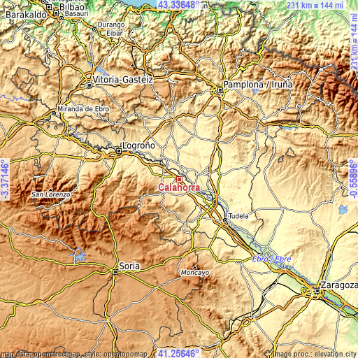 Topographic map of Calahorra