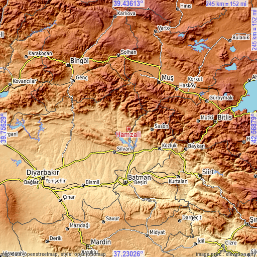 Topographic map of Hamzalı