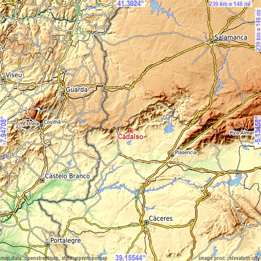 Topographic map of Cadalso