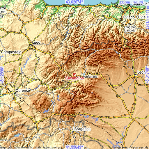 Topographic map of Cacabelos