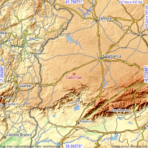 Topographic map of Cabrillas