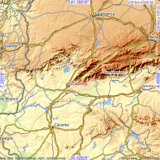 Topographic map of Cabrero