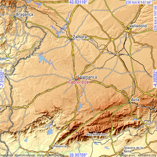 Topographic map of Cabrerizos