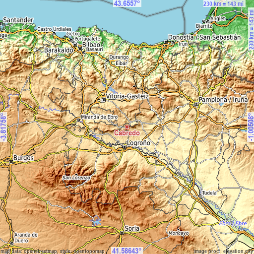 Topographic map of Cabredo