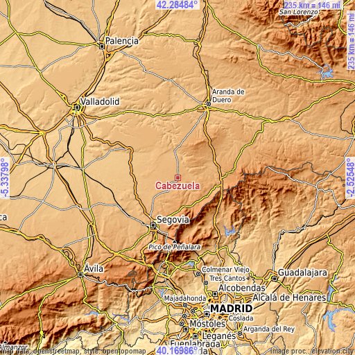 Topographic map of Cabezuela