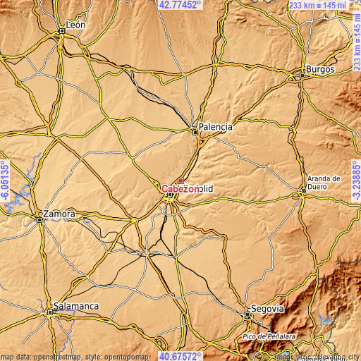 Topographic map of Cabezón