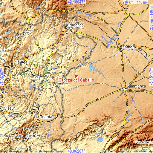 Topographic map of Cabeza del Caballo