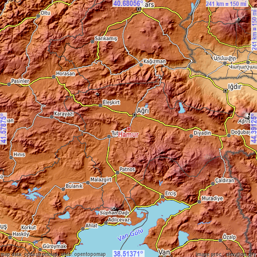Topographic map of Hamur