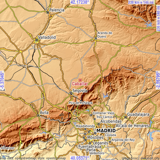 Topographic map of Caballar