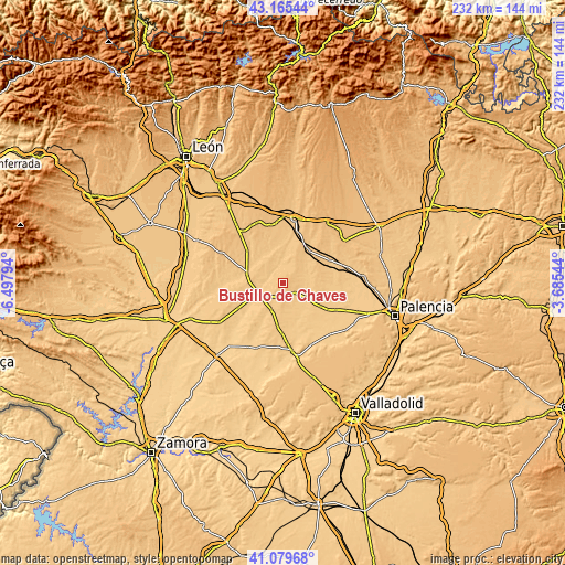 Topographic map of Bustillo de Chaves