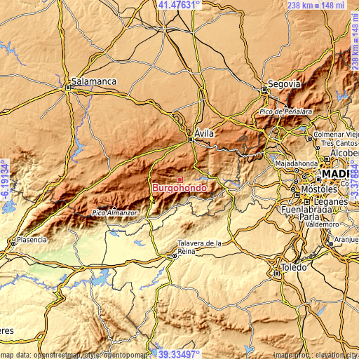 Topographic map of Burgohondo