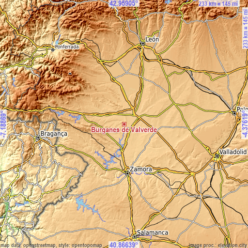 Topographic map of Burganes de Valverde